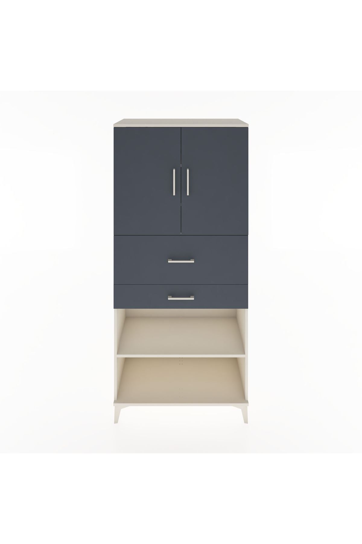 Hyperion Dolap 4 Raflı 2 Çekmeceli 2 Kapaklı 88x44x195 Aytaşı-Antrasit