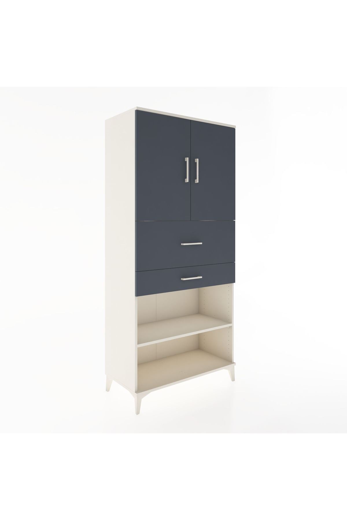 Hyperion Dolap 4 Raflı 2 Çekmeceli 2 Kapaklı 88x44x195 Aytaşı-Antrasit