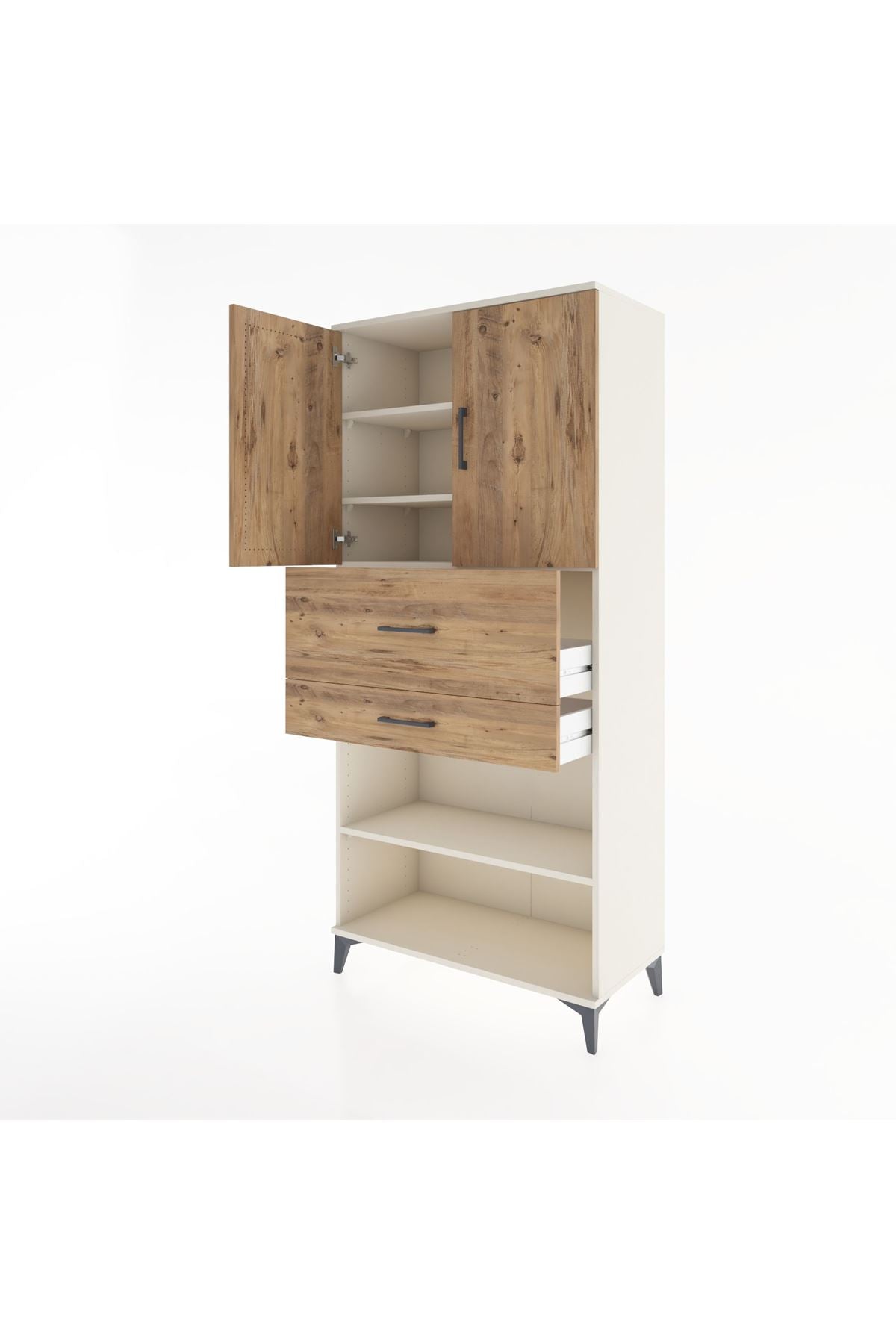 Hyperion Dolap 4 Raflı 2 Çekmeceli 2 Kapaklı 88x44x195 Aytaşı-Çam