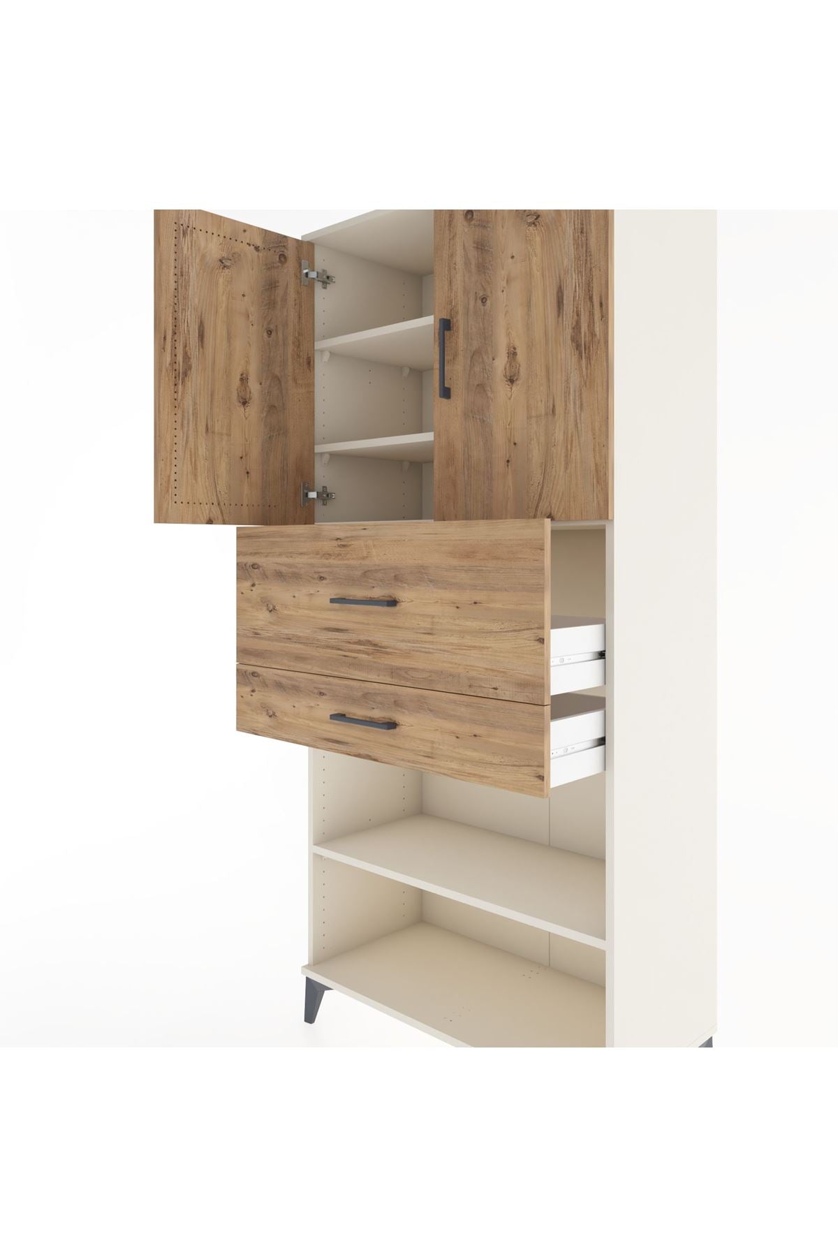 Hyperion Dolap 4 Raflı 2 Çekmeceli 2 Kapaklı 88x44x195 Aytaşı-Çam