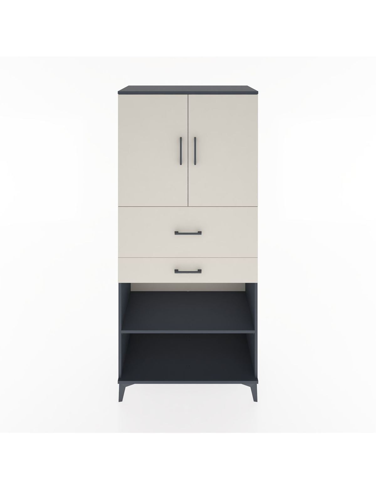 Hyperion Dolap 4 Raflı 2 Çekmeceli 2 Kapaklı 88x44x195 Antrasit-Aytaşı