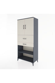 Hyperion Dolap 4 Raflı 2 Çekmeceli 2 Kapaklı 88x44x195 Antrasit-Aytaşı