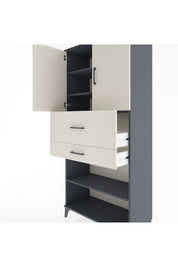Hyperion Dolap 4 Raflı 2 Çekmeceli 2 Kapaklı 88x44x195 Antrasit-Aytaşı