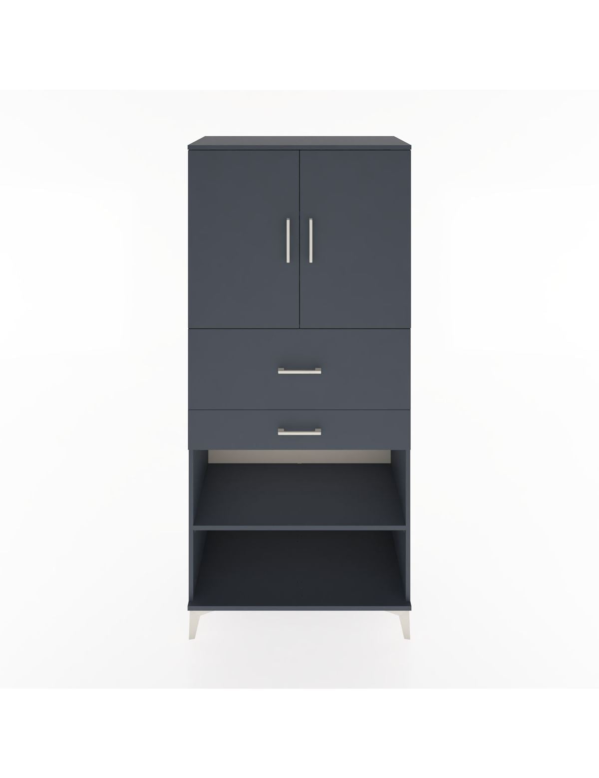 Hyperion Dolap 4 Raflı 2 Çekmeceli 2 Kapaklı 88x44x195 Antrasit-Antrasit