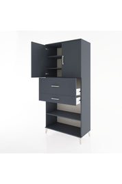 Hyperion Dolap 4 Raflı 2 Çekmeceli 2 Kapaklı 88x44x195 Antrasit-Antrasit