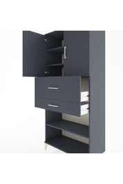 Hyperion Dolap 4 Raflı 2 Çekmeceli 2 Kapaklı 88x44x195 Antrasit-Antrasit