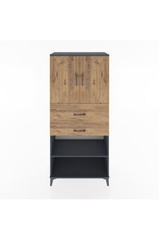 Hyperion Dolap 4 Raflı 2 Çekmeceli 2 Kapaklı 88x44x195 Antrasit-Çam