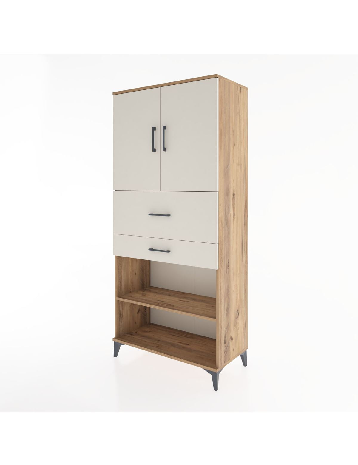 Hyperion Dolap 4 Raflı 2 Çekmeceli 2 Kapaklı 88x44x195 - S60M008V7B