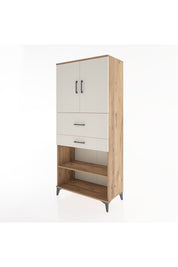 Hyperion Dolap 4 Raflı 2 Çekmeceli 2 Kapaklı 88x44x195 Çam-Aytaşı
