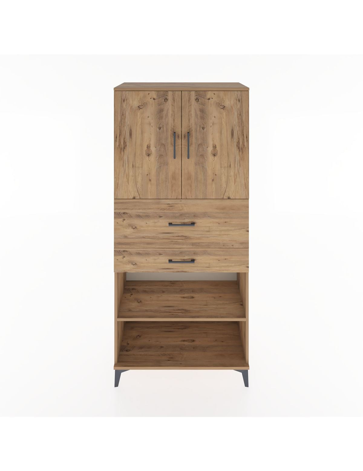 Hyperion Dolap 4 Raflı 2 Çekmeceli 2 Kapaklı 88x44x195 Çam-Çam