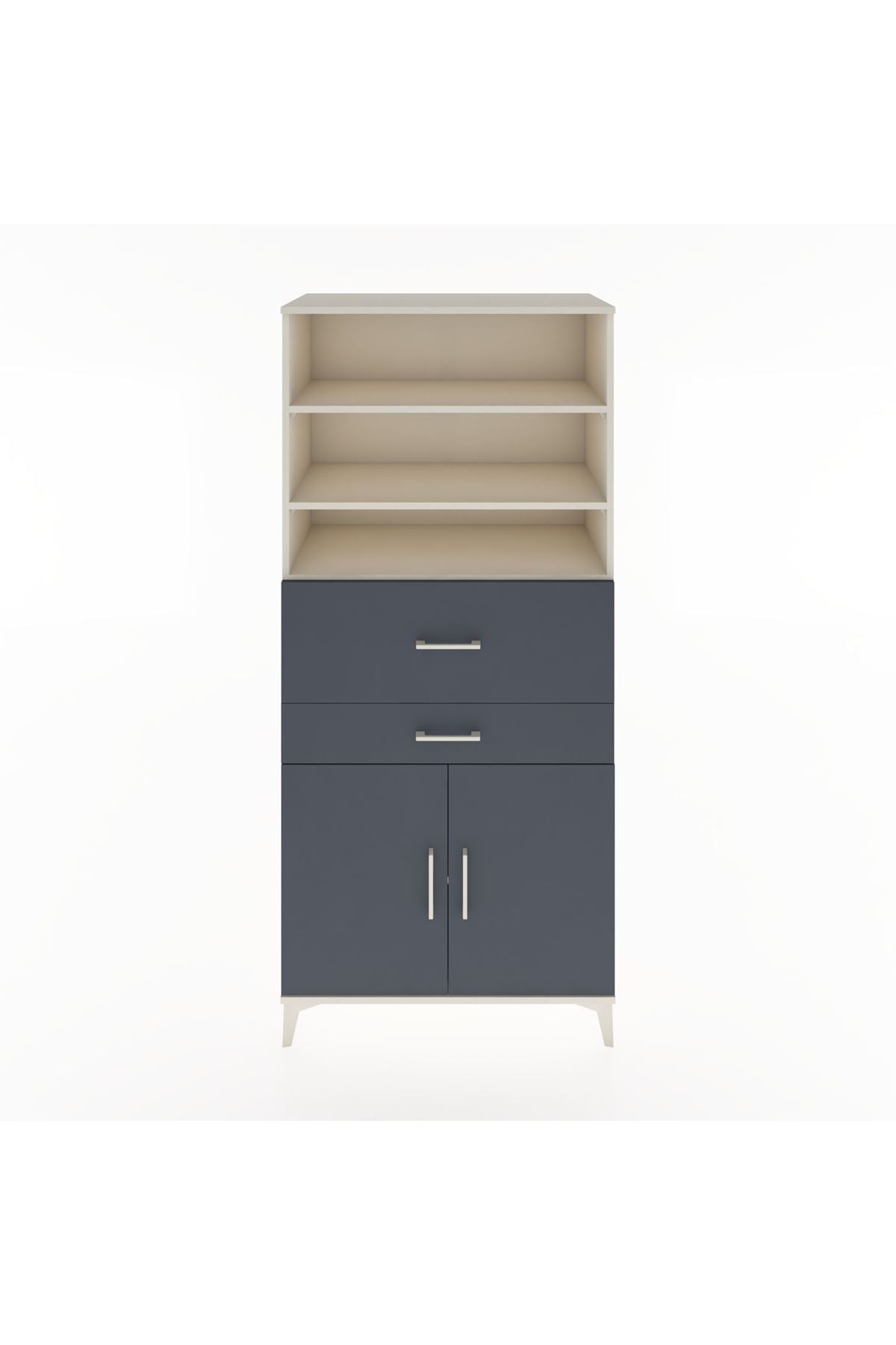 Hyperion Dolap 4 Raflı 2 Çekmeceli 2 Kapaklı 88x44x195 Aytaşı-Antrasit