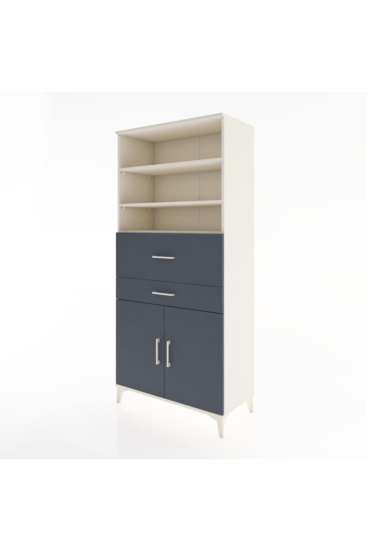 Hyperion Dolap 4 Raflı 2 Çekmeceli 2 Kapaklı 88x44x195 Aytaşı-Antrasit