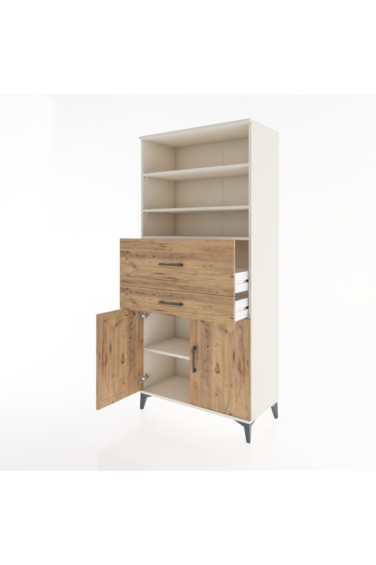 Hyperion Dolap 4 Raflı 2 Çekmeceli 2 Kapaklı 88x44x195 Aytaşı-Çam