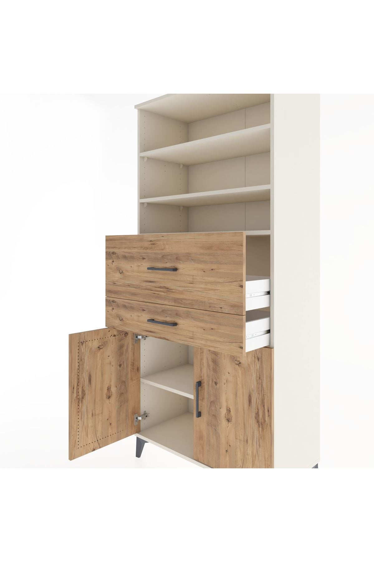 Hyperion Dolap 4 Raflı 2 Çekmeceli 2 Kapaklı 88x44x195 Aytaşı-Çam