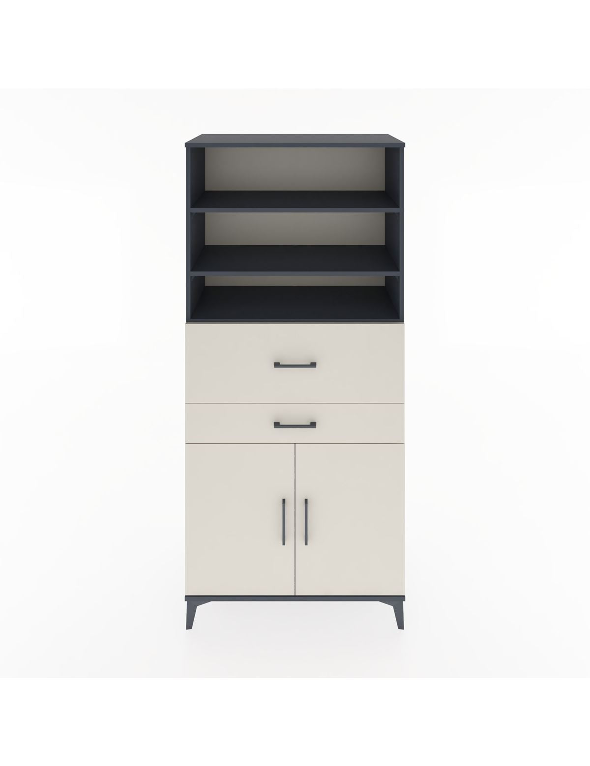 Hyperion Dolap 4 Raflı 2 Çekmeceli 2 Kapaklı 88x44x195 Antrasit-Aytaşı