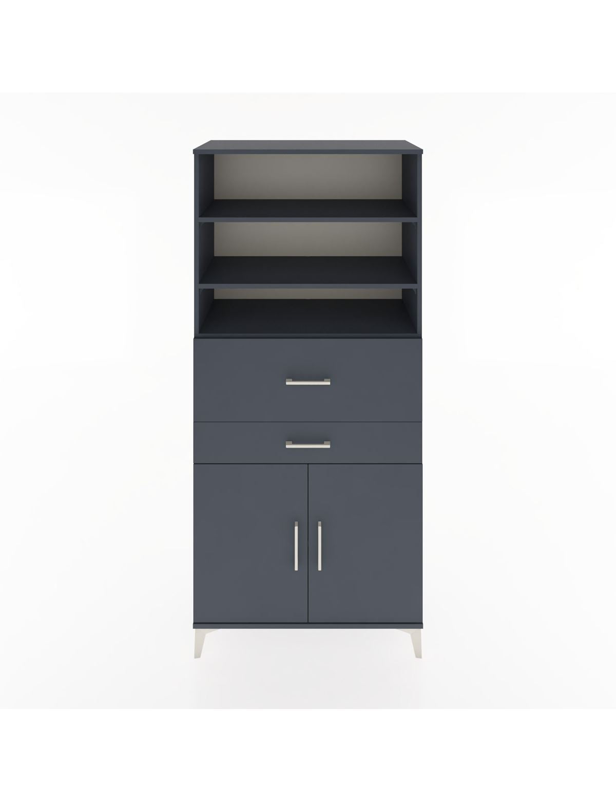 Hyperion Dolap 4 Raflı 2 Çekmeceli 2 Kapaklı 88x44x195 Antrasit-Antrasit