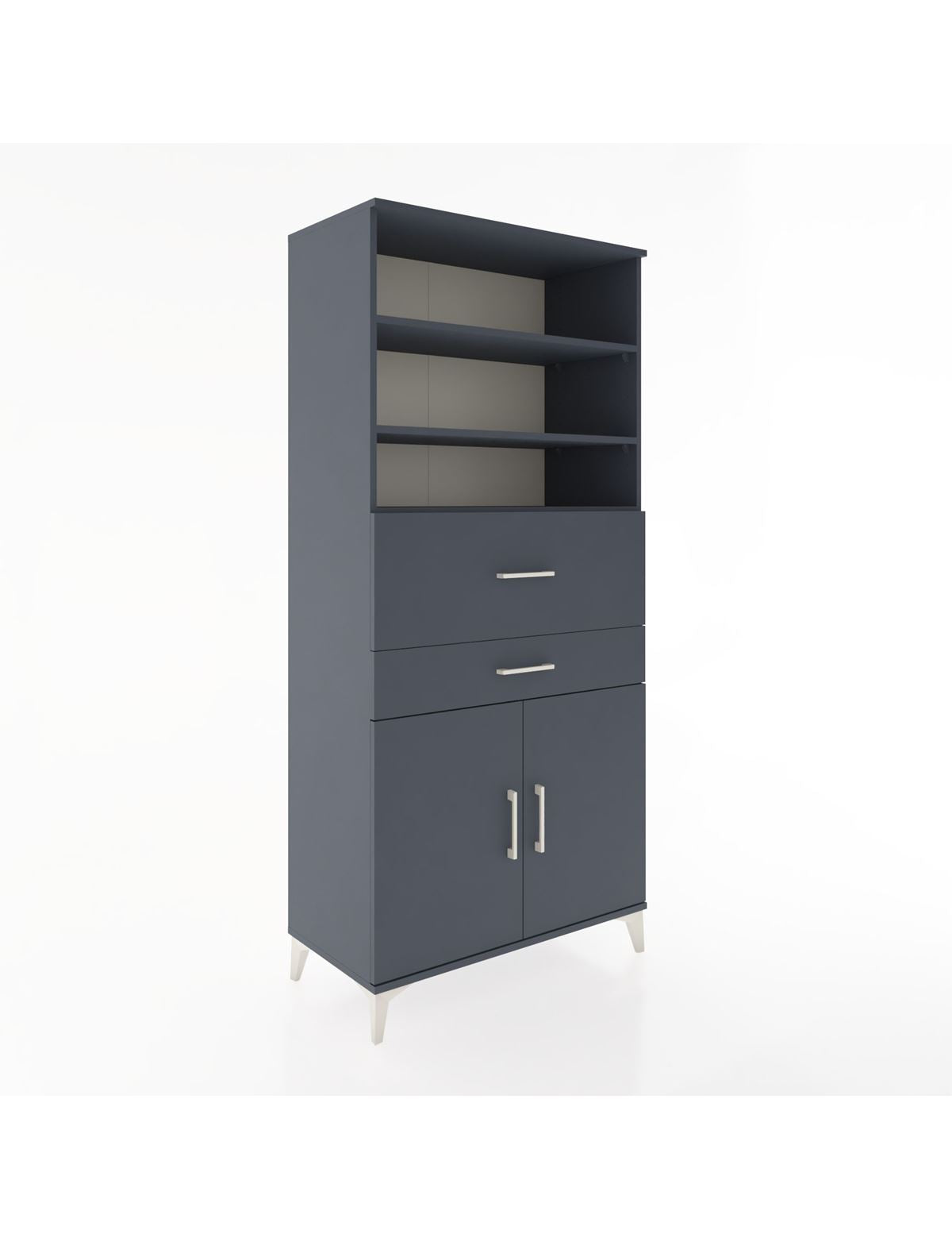 Hyperion Dolap 4 Raflı 2 Çekmeceli 2 Kapaklı 88x44x195 Antrasit-Antrasit