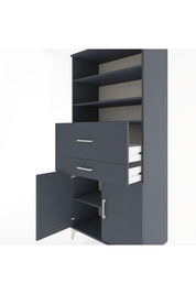 Hyperion Dolap 4 Raflı 2 Çekmeceli 2 Kapaklı 88x44x195 Antrasit-Antrasit