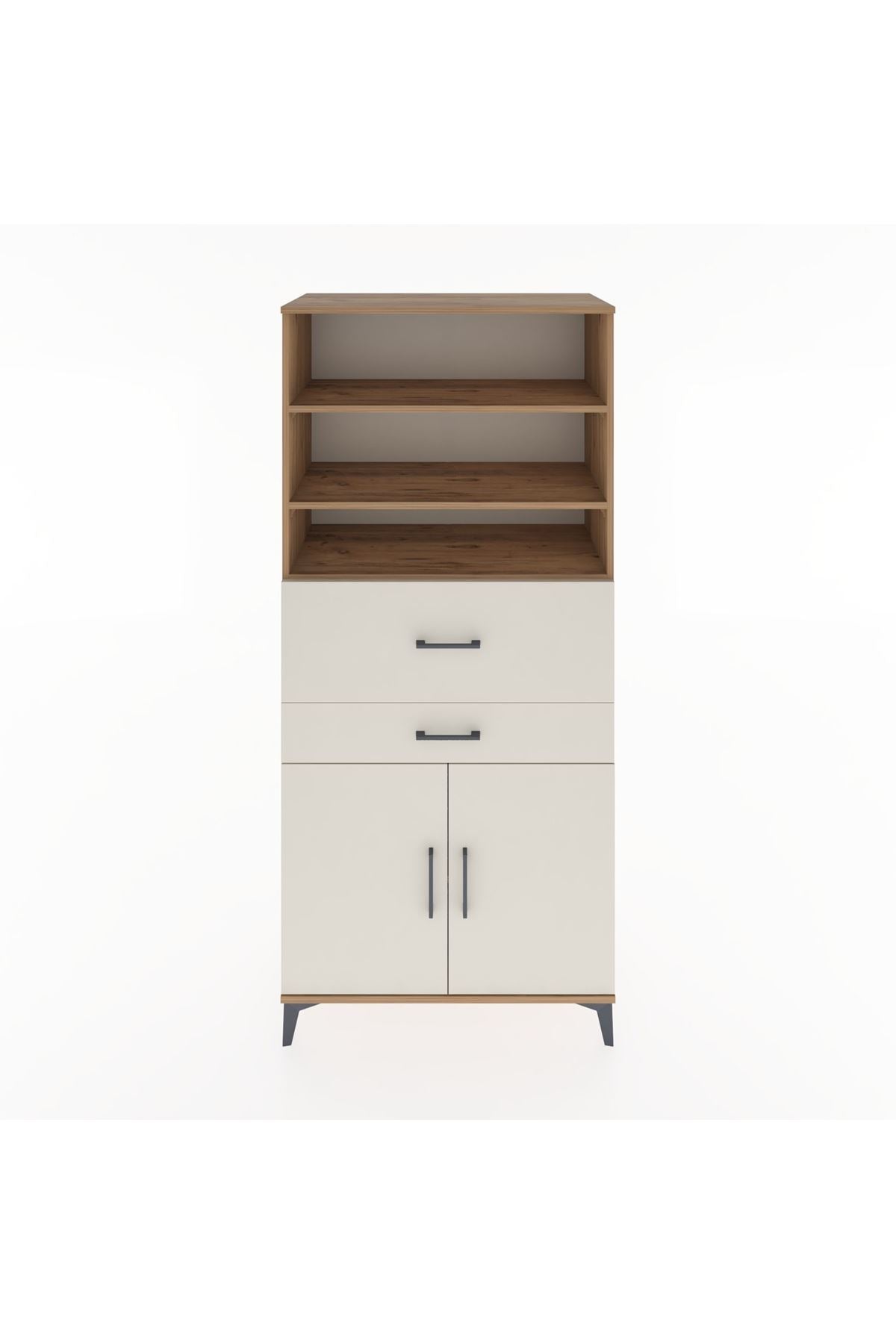 Hyperion Dolap 4 Raflı 2 Çekmeceli 2 Kapaklı 88x44x195 Çam-Aytaşı