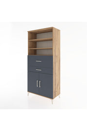 Hyperion Dolap 4 Raflı 2 Çekmeceli 2 Kapaklı 88x44x195 Çam-Antrasit