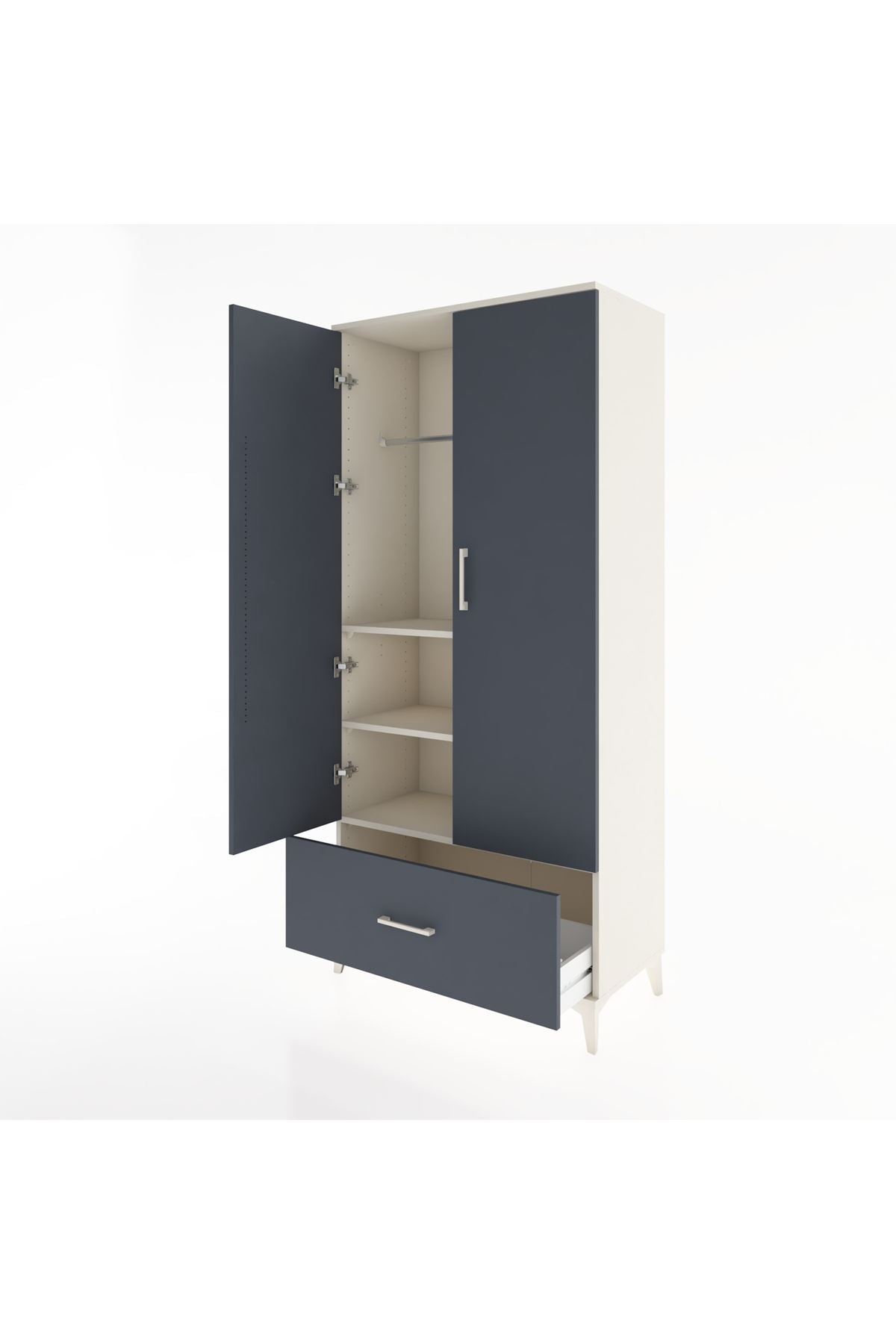 Hyperion Dolap 3 Raflı Tek Çekmeceli Tek Askılı 88x44x195 Aytaşı-Antrasit