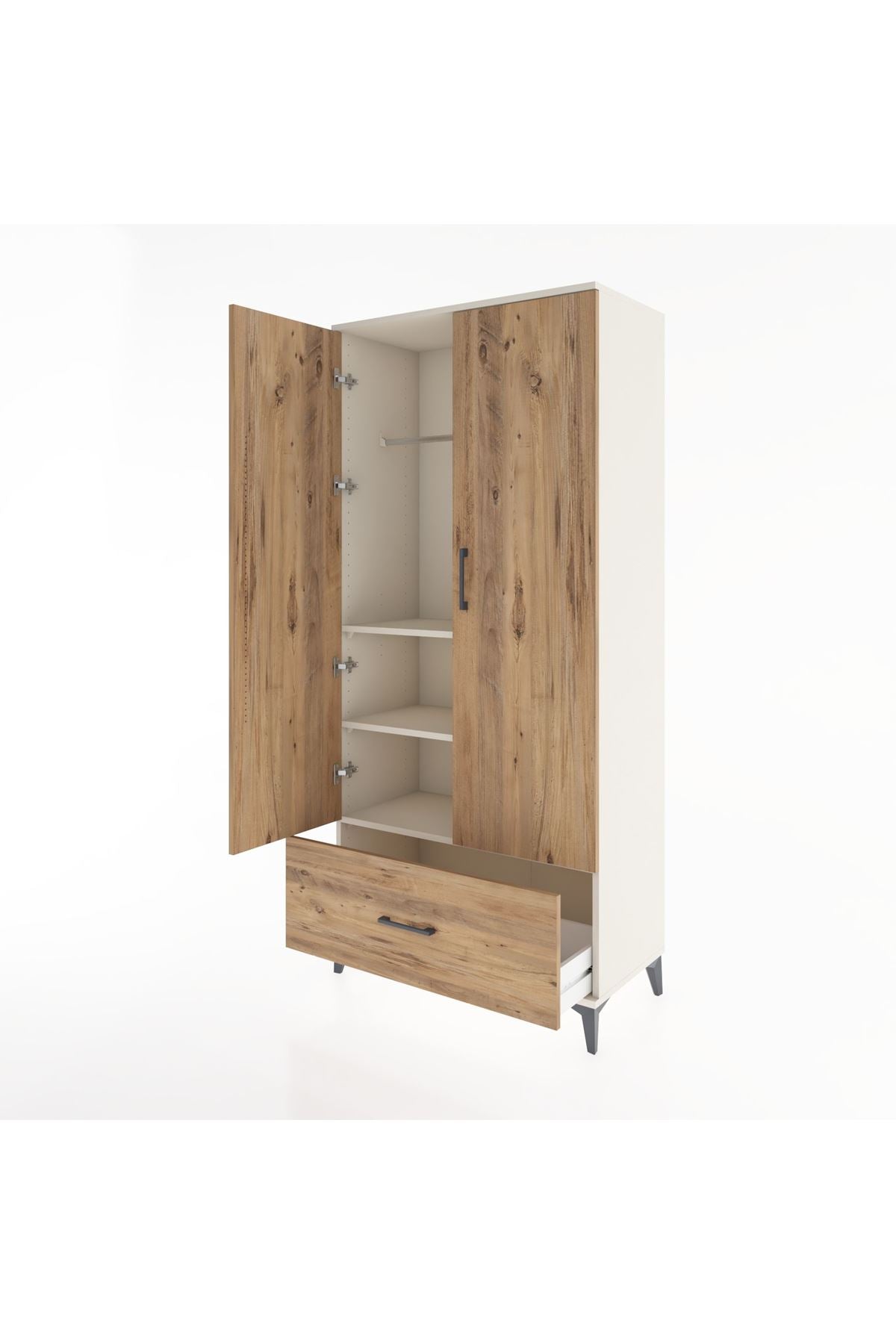 Hyperion Dolap 3 Raflı Tek Çekmeceli Tek Askılı 88x44x195 Aytaşı-Çam
