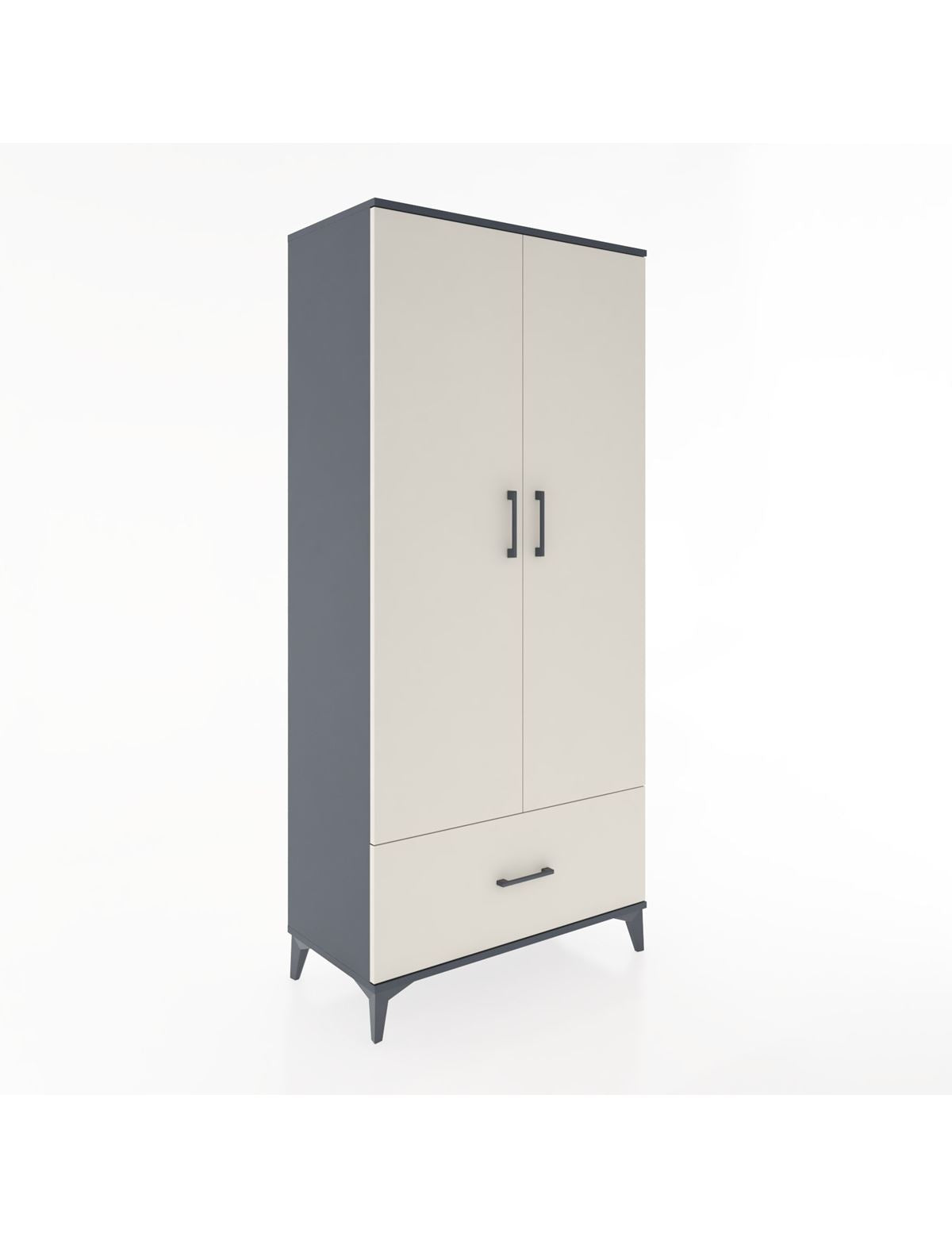 Hyperion Dolap 3 Raflı Tek Çekmeceli Tek Askılı 88x44x195 Antrasit-Aytaşı