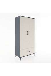 Hyperion Dolap 3 Raflı Tek Çekmeceli Tek Askılı 88x44x195 Antrasit-Aytaşı