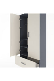 Hyperion Dolap 3 Raflı Tek Çekmeceli Tek Askılı 88x44x195 Antrasit-Aytaşı