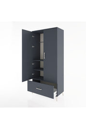 Hyperion Dolap 3 Raflı Tek Çekmeceli Tek Askılı 88x44x195 Antrasit-Antrasit