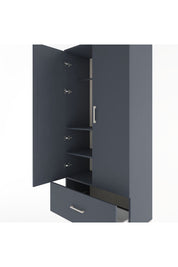 Hyperion Dolap 3 Raflı Tek Çekmeceli Tek Askılı 88x44x195 Antrasit-Antrasit