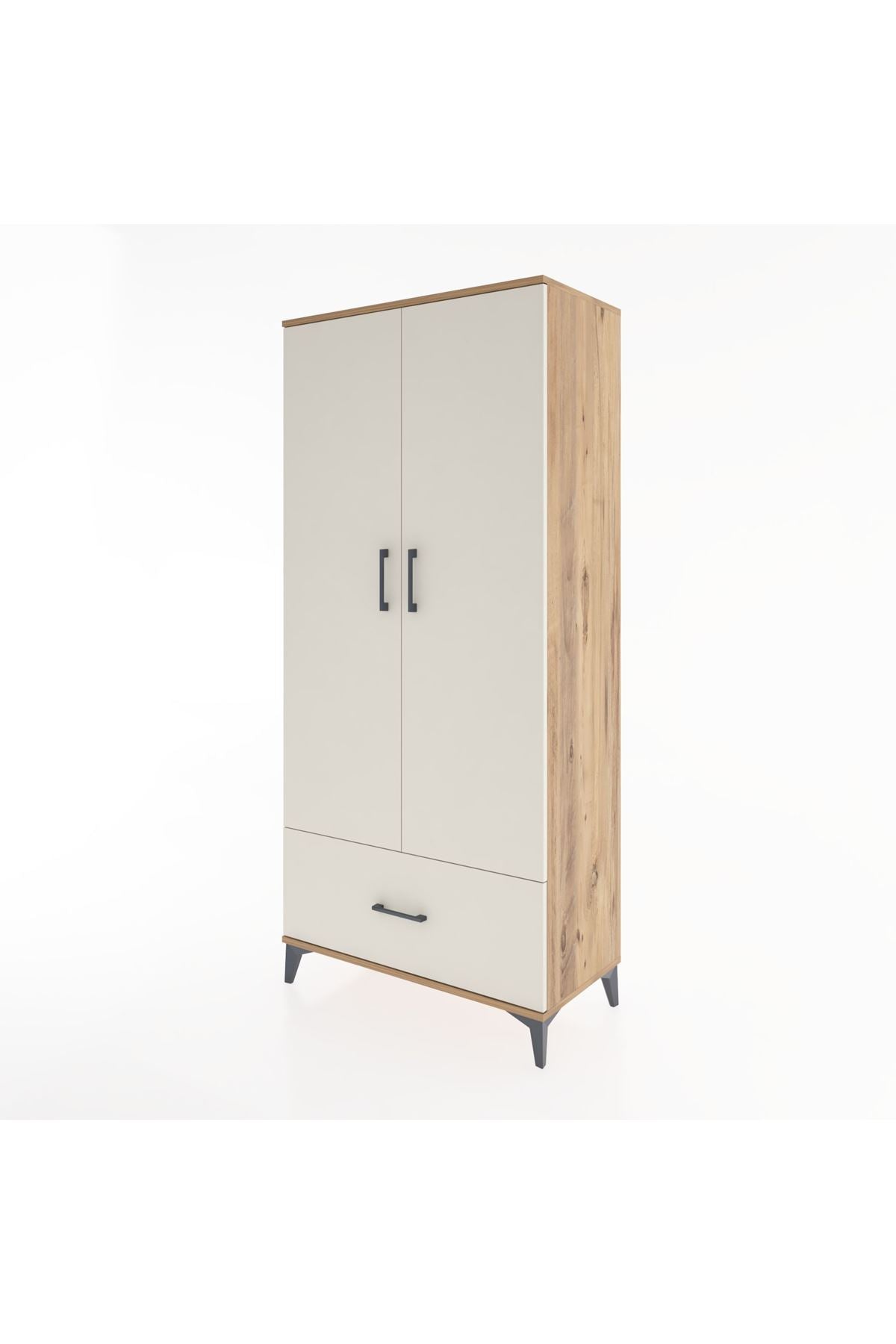 Hyperion Dolap 3 Raflı Tek Çekmeceli Tek Askılı 88x44x195 Çam-Aytaşı