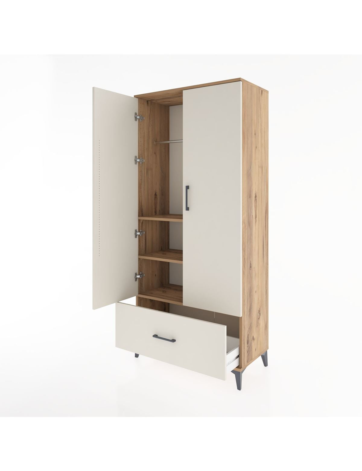 Hyperion Dolap 3 Raflı Tek Çekmeceli Tek Askılı 88x44x195 - S60M010V7B