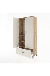 Hyperion Dolap 3 Raflı Tek Çekmeceli Tek Askılı 88x44x195 Çam-Aytaşı