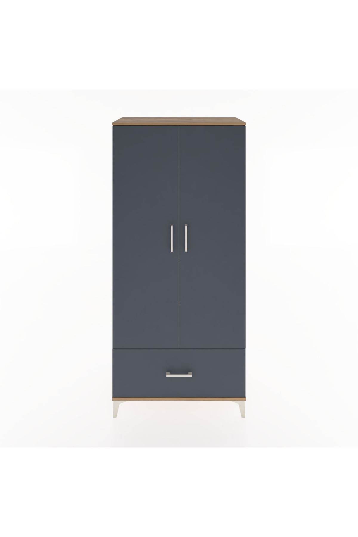 Hyperion Dolap 3 Raflı Tek Çekmeceli Tek Askılı 88x44x195 Çam-Antrasit