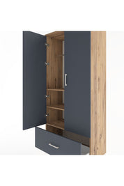 Hyperion Dolap 3 Raflı Tek Çekmeceli Tek Askılı 88x44x195 Çam-Antrasit