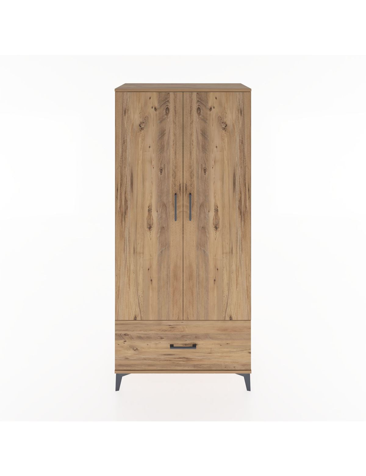 Hyperion Dolap 3 Raflı Tek Çekmeceli Tek Askılı 88x44x195 Çam-Çam