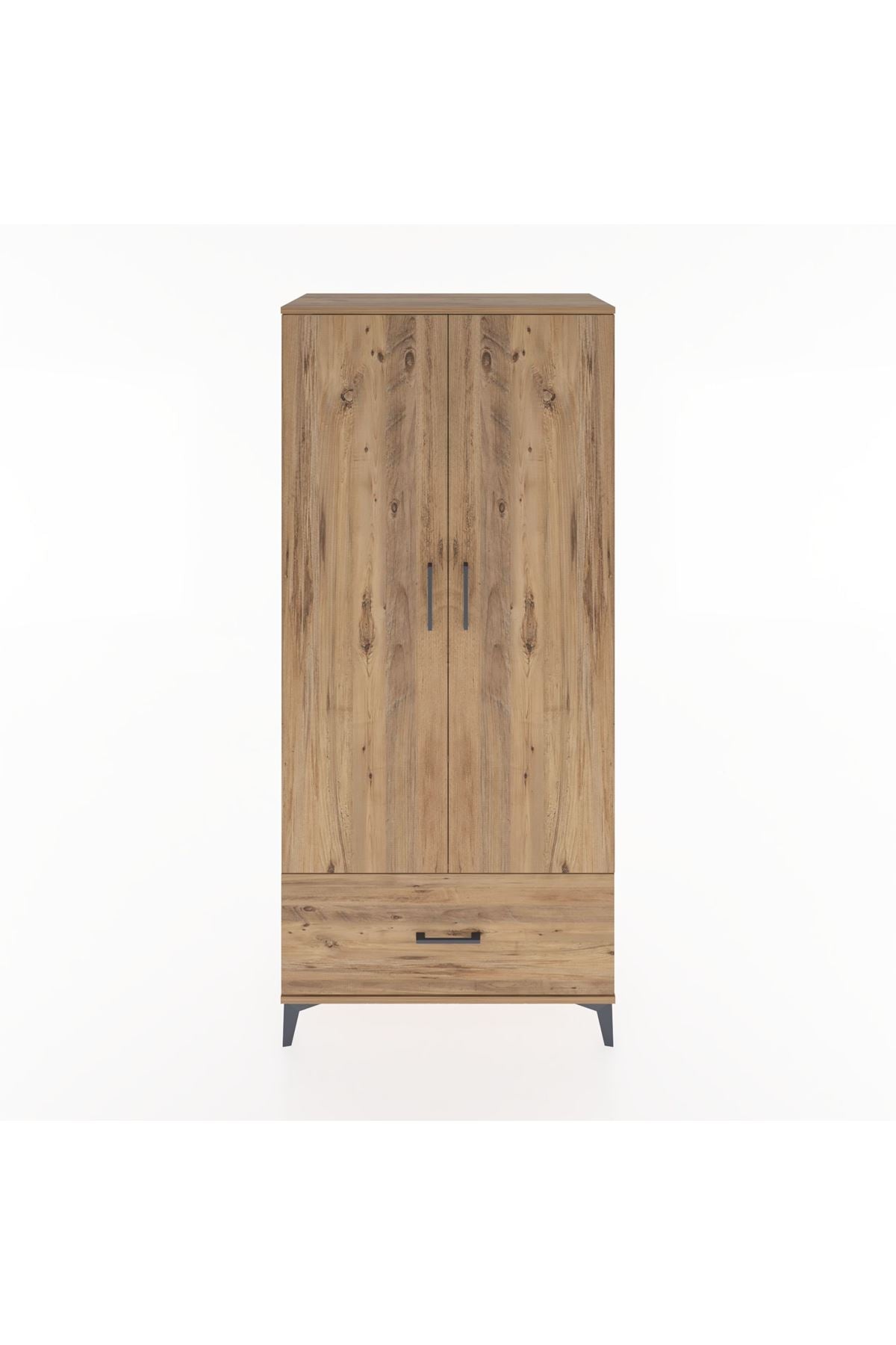 Hyperion Dolap 3 Raflı Tek Çekmeceli Tek Askılı 88x44x195 Çam-Çam