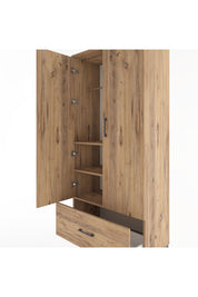 Hyperion Dolap 3 Raflı Tek Çekmeceli Tek Askılı 88x44x195 Çam-Çam