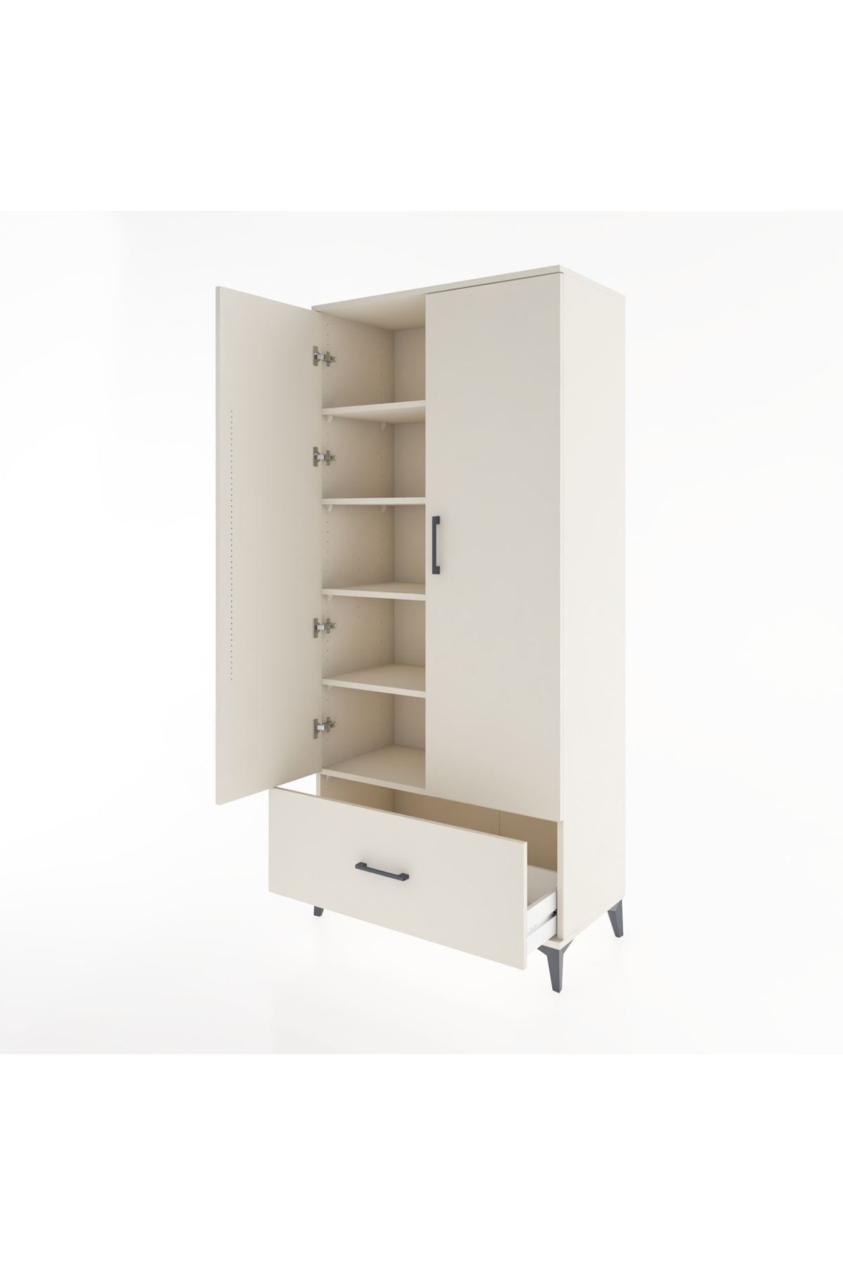 Hyperion Dolap 5 Raflı Tek Çekmeceli 2 Kapaklı 88x44x195 Aytaşı-Aytaşı