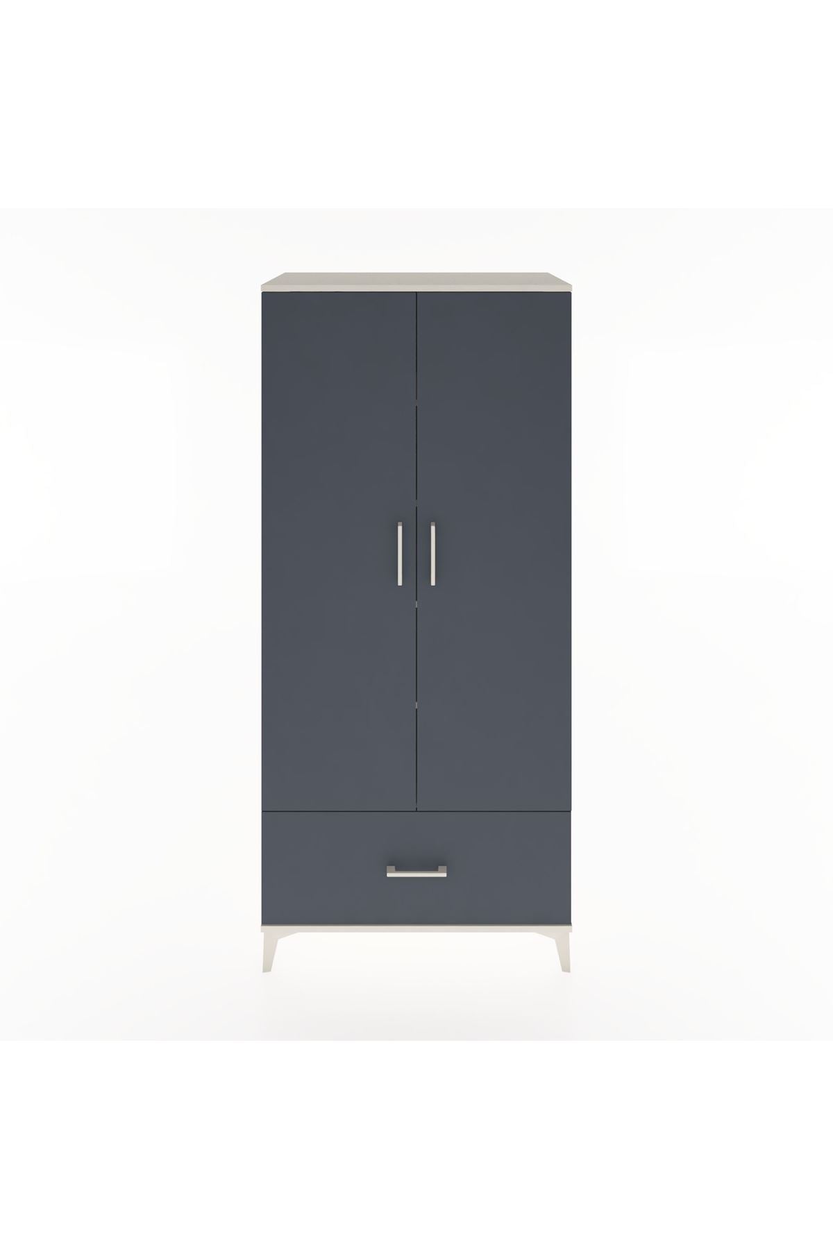 Hyperion Dolap 5 Raflı Tek Çekmeceli 2 Kapaklı 88x44x195 Aytaşı-Antrasit