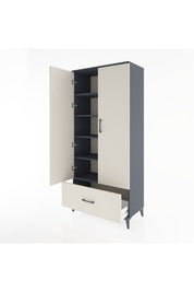 Hyperion Dolap 5 Raflı Tek Çekmeceli 2 Kapaklı 88x44x195 Antrasit-Aytaşı