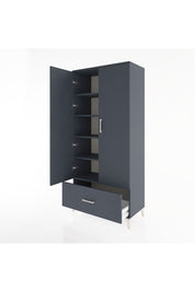 Hyperion Dolap 5 Raflı Tek Çekmeceli 2 Kapaklı 88x44x195 Antrasit-Antrasit