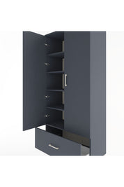 Hyperion Dolap 5 Raflı Tek Çekmeceli 2 Kapaklı 88x44x195 Antrasit-Antrasit