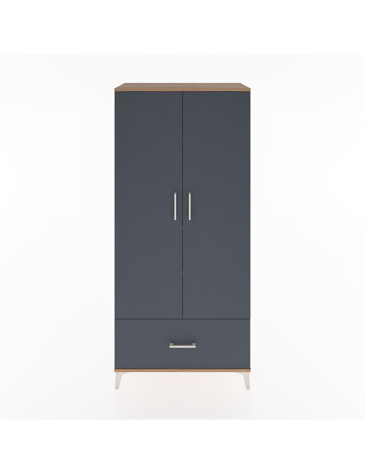 Hyperion Dolap 5 Raflı Tek Çekmeceli 2 Kapaklı 88x44x195 Çam-Antrasit