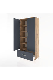 Hyperion Dolap 5 Raflı Tek Çekmeceli 2 Kapaklı 88x44x195 Çam-Antrasit