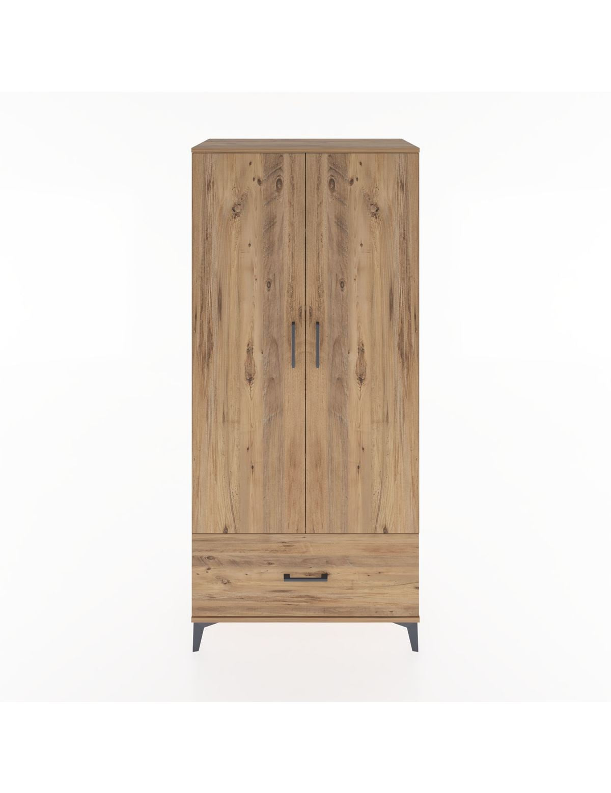 Hyperion Dolap 5 Raflı Tek Çekmeceli 2 Kapaklı 88x44x195 Çam-Çam