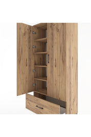 Hyperion Dolap 5 Raflı Tek Çekmeceli 2 Kapaklı 88x44x195 Çam-Çam