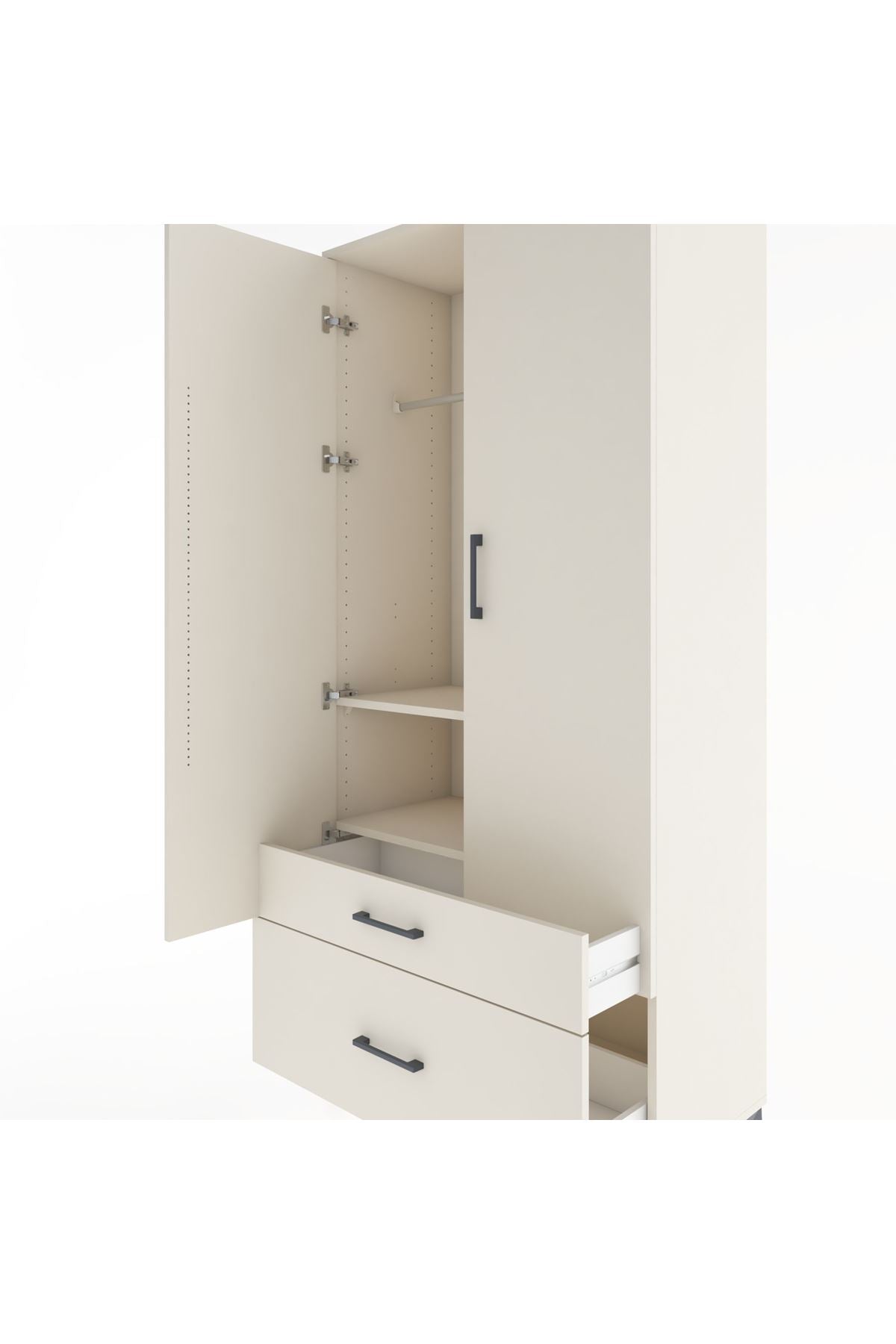 Hyperion Dolap 2 Raflı 2 Çekmeceli Tek Askılı 88x44x195 Aytaşı-Aytaşı