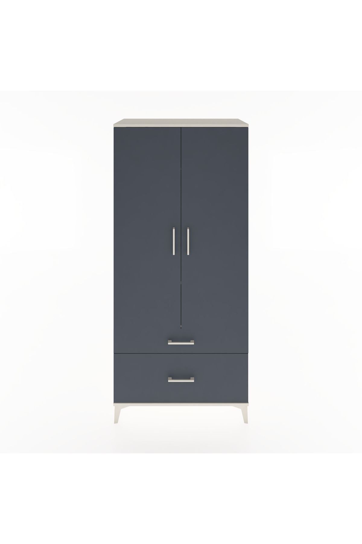 Hyperion Dolap 2 Raflı 2 Çekmeceli Tek Askılı 88x44x195 Aytaşı-Antrasit